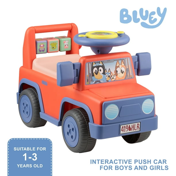 Bluey Licensed Interactive Ride-On Push Car for Boys and