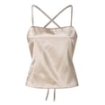 thumbnail image 4 of Women's Tennis Tanks Lace Slim Crop Backless Club Top Imitated Up Fit Silk Blouse for Party Yellow XL, 4 of 7