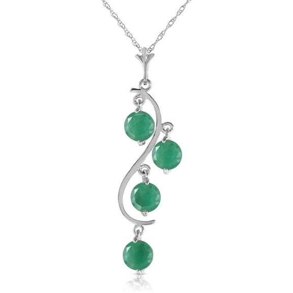 Galaxy Gold 14K White Gold Emerald Pendant Necklace - May Birthstone - Abundance & Joy - 16" to 24" - Fine Jewelry for Women