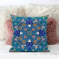 thumbnail image 2 of Paisley Pattern Square Indoor/Outdoor Fabric Pillow with Zip in Blue Gold 16", 2 of 5