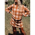 thumbnail image 3 of Asyoly Women's Plaid Sweater Dress Long Sleeve Round Neck Midi Pullover Jumper Dress, 3 of 10