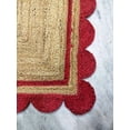 thumbnail image 4 of 5x8 Ft Red & Natural Jute Premium Scalloped Jute Rug – Handcrafted Natural Braided Carpet for Living Room, Bedroom, Entryway – Boho Home Decor, 4 of 5