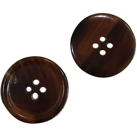 Set of 10 Premium Genuine Brown Horn Buttons - 25mm (1 Inch) for Coats