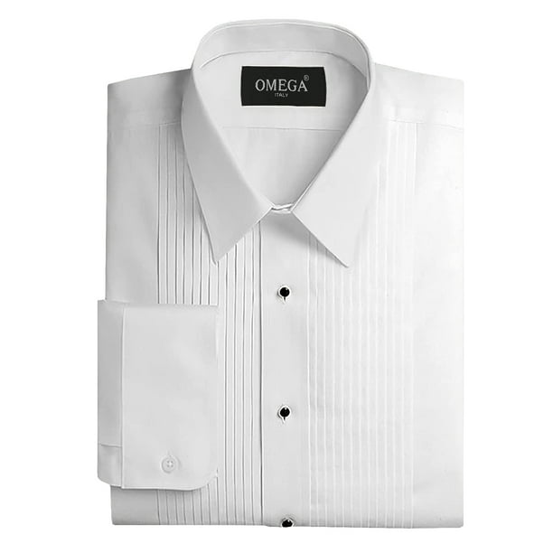 Men's White Pleated Laydown Tuxedo Shirt main image 0