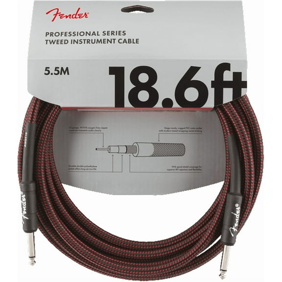 Fender Professional Series Instrument Cable, Red Tweed - 18.6 Foot