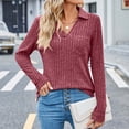 thumbnail image 4 of BLVB Womens V Neck Sweaters Fall Long Sleeve Knit Ribbed Tops Tunic Pullover Sweater Casual Lapel Shirts Blouses, 4 of 7