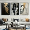 thumbnail image 2 of 3pcs Unframed Abstract, Black and White Face Gorgeous Classic Style Canvas Art Print, Decorative Painting Large Size Canvas Poster Suitable for Living Room Wall Decoration, Bedroom, Restaurant, Corr, 2 of 4