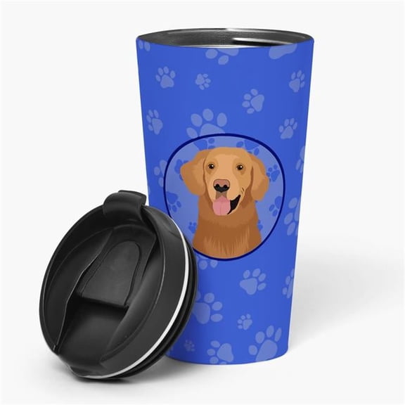 Carolines Treasures WDK1106TBL215 7.25 x 3.5 in. Unisex Golden Retriever Red No.1 Stainless Steel 16 oz Tumbler, Blue