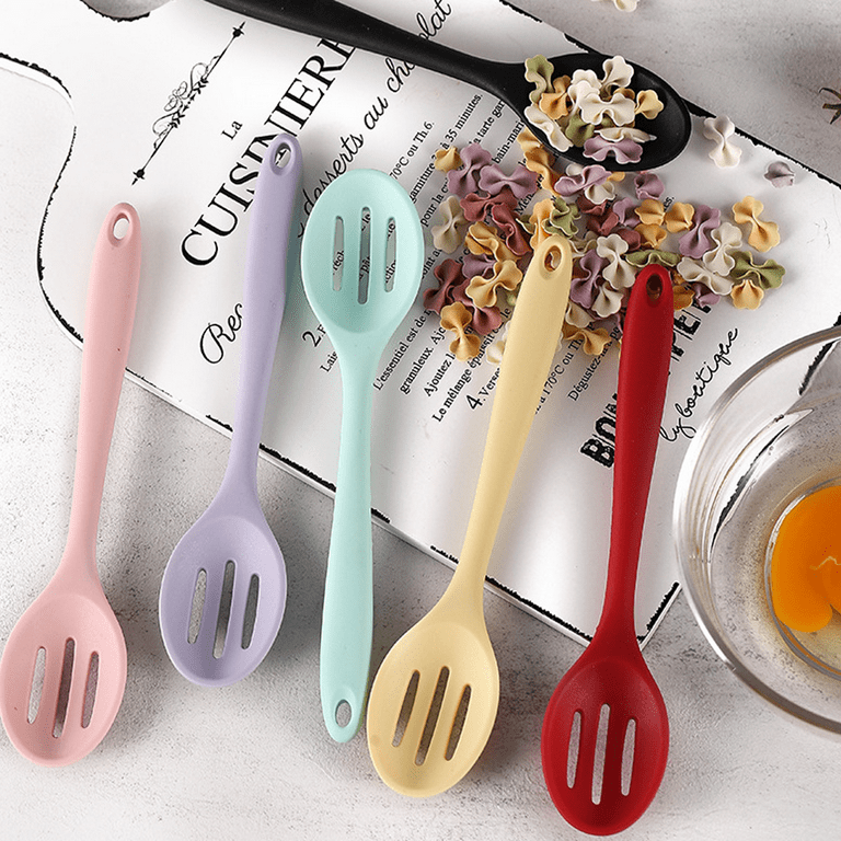 Slotted Serving Spoon, Silicone Small Olive Spoon Colander, Wear-resistant  Nonslip Colorful Stirring Spoon, Mixing Spoon, Kitchen Accessories, Random  Colors - Temu Germany