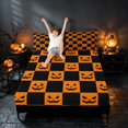 thumbnail image 3 of Homewish Happy Halloween Pumpkin Queen Sheets, Geometric Checkered Queen Sheet Sets, Orange Black, 4-Piece (1 Flat Sheet, 1 Fitted Sheet and 2 Pillowcases), 3 of 4