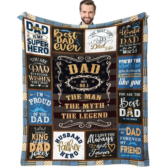 Dad Gifts Throw Blanket 60" x 50", Birthday Gifts for Dad from Daughter Son, Father Gifts from Kids, Dads Birthday Gifts Ideas