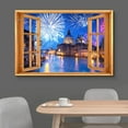 thumbnail image 3 of wall26 Canvas Print Wall Art Window View Italian Canal Fireworks Parade Celebrations &amp; Holidays Nature Photography Realism Landscape Colorful Multicolor for Living Room, Bedroom, Office - 16&quot, 3 of 5