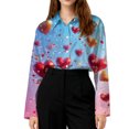 thumbnail image 5 of Dwralegc Shirts for Women Long Sleeve Lapel Collar Tops Lightweight Casual Heart Print Clothes Plus Plus Size Holiday Shirts Deep Red M, 5 of 5