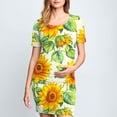 thumbnail image 2 of yoeyez Robes de Maternité pour Femmes à Manches Courtes, Col Rond, Robes à Fleurs, Robe Moulante en Coton de Maternité, Vêtements de Maternité pour Femmes Enceintes Multicolore,G, 2 of 6
