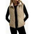 thumbnail image 2 of Sherpa Fleece Lined Jacket Vest for Women Winter Casual Warm Cropped Coat Sleeveless Full Zip Quilted Outerwear (XL, Khaki), 2 of 7