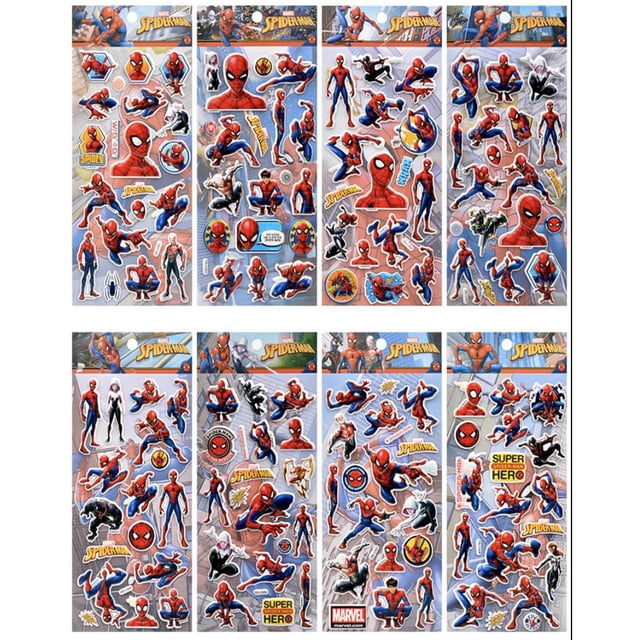 Pegatinas Puffy 3D Spiderman de PVC para niños, 8 hojas