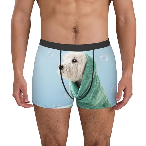 Fotbe Dog Wrapped in Towel Calzoncillos Tipo Boxer con Bolsa de Soporte Total para Hombre, X-Temp Fresco, Transpirable y de Secado Rápido-Small