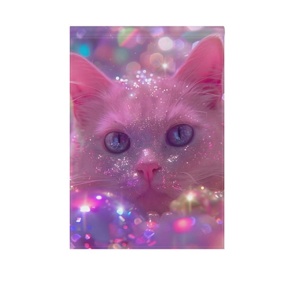 Garden Flag 12"x18" Cat with Light Double-Sided Yard Flags for Outside Outdoor All Seasonal Decoration