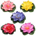thumbnail image 1 of 5pcs Artificial Floating Water Lily Eva Lotus Flower Pond Decor 10cm Pink Red Light Pink Yellow Blue Pool Simulation Lotus, 1 of 10