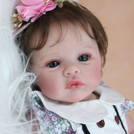 BZDOLL Realistic 48 CM Baby Reborn Doll Toy With 3D-painting Skin and Visible Veins, 19 Inch Alive Soft Silicone Newborn Bebe Lovely Dress Up Birthday Gift For Girl
