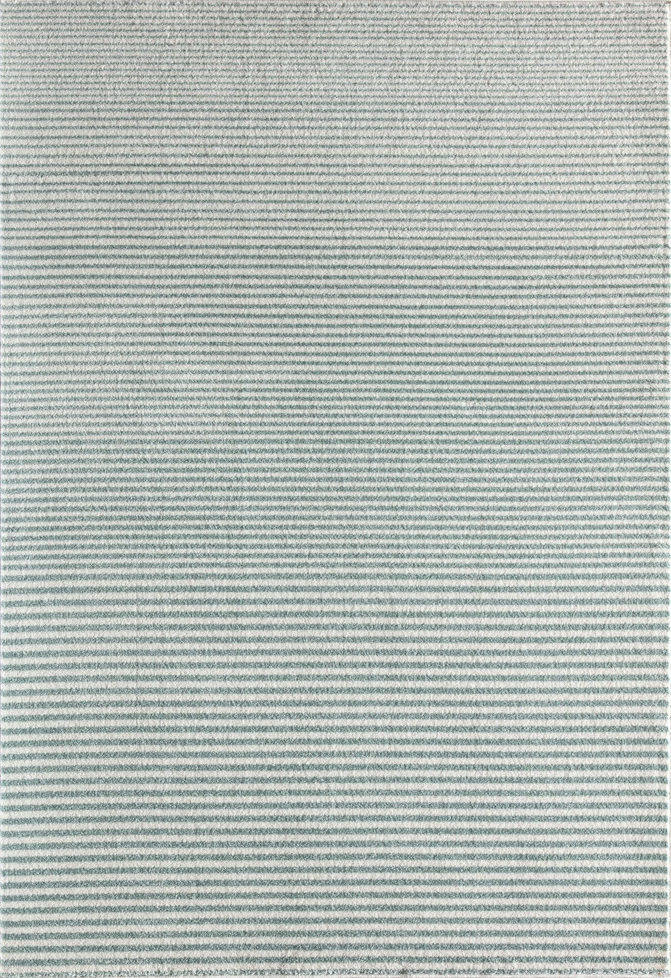Isaac Mizrahi Jaxon CM20A Peppermint Pinstripes Geometric Contemporary light blue Area Rug, 2'6" x 8'