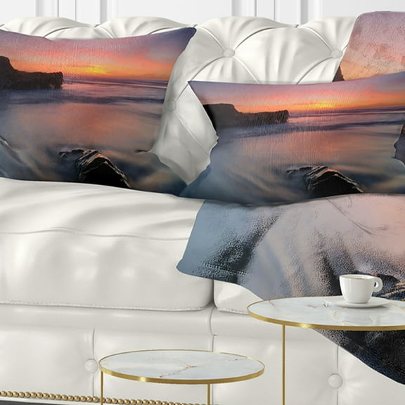 Designart Softness in the Tide Magoito Beach - Seashore Throw Pillow - 12x20