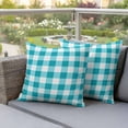 thumbnail image 5 of Pack of 2 Outdoor Pillow Covers 18x18 Inch Waterproof Turquoise Checkered Throw Pillow Covers,Decorative Couch Pillow Case Sham Farmhouse Buffalo Plaid Pillowcases Cushion Covers for Patio Garden, 5 of 8