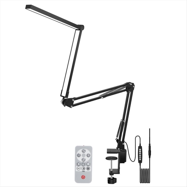 Double Head LED Desk Lamp with Clamp Swing Arm Desk Lamp Eye-Caring Dimmable Desk Light,Table Desk Lamp US Plug,1set * Desk Lamp