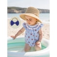 thumbnail image 6 of Loicainy Baby Toddler Girls 4th of July Romper 3 6 12 18 Months Casual Flag Stripe Print Fly Sleeves Jumpsuit and Headband Set Summer Clothes, 6 of 9