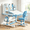 Blue B, variant on Sioweci Kids Functional Desk and Chair Set, Height Adjustable Children School Study Table Chair Set with Cartoon Pattern, Ergonomic Desk Chair with Large Writing Board, Bookshelf