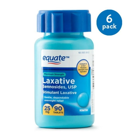 - (6 Pack) Equate Maximum Strength Sennosides USP Laxative Tablets, 20 mg, 90 Ct