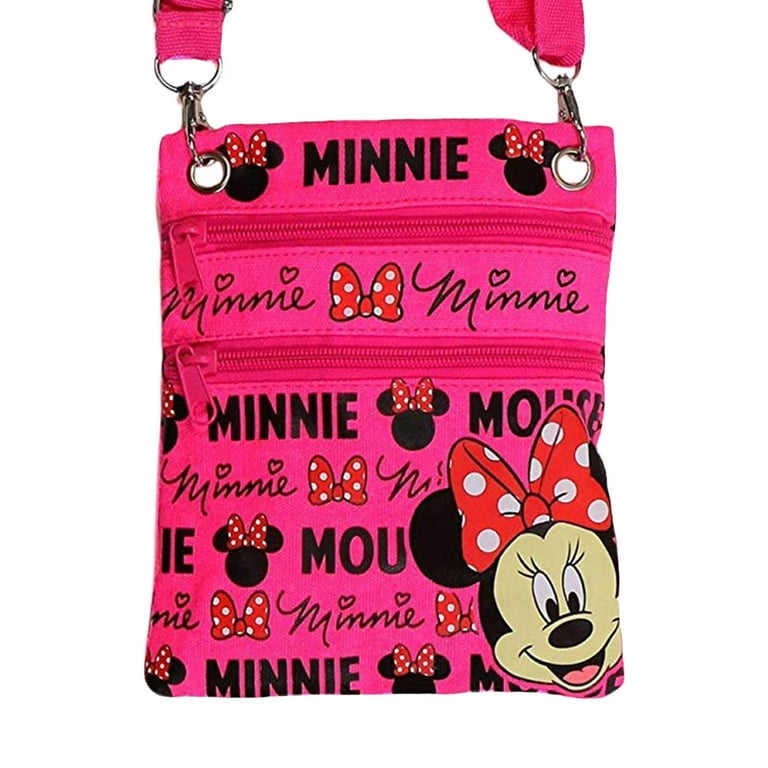 Minnie Mouse Glam Crossbody Passport Shoulder Bag Purse Pink