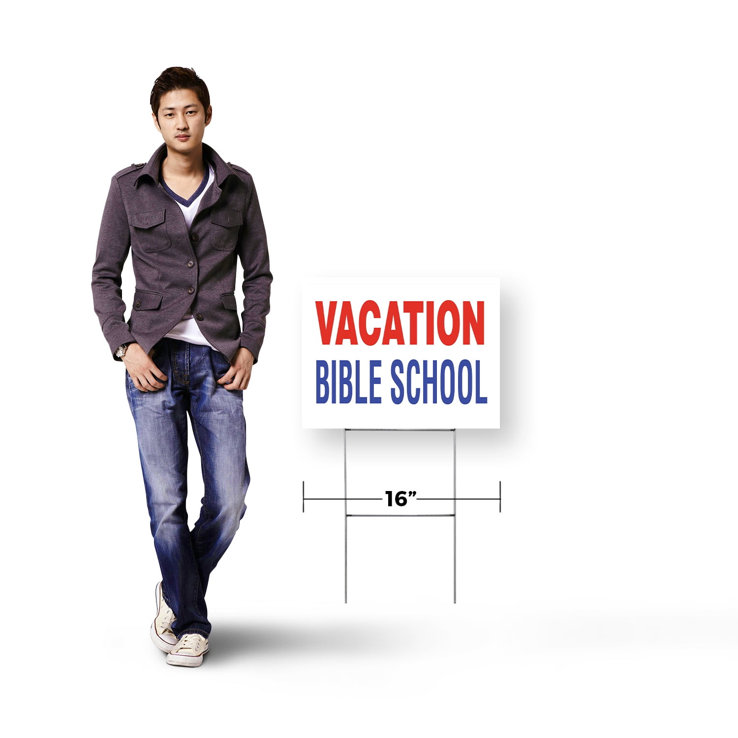Vacation Bible School Yard Sign 12 Inch x 16 Inch Single Sided Weatherproof Heavy-Duty Plastic with Stake | Faith-Based Learning, Community Events, Bold Messaging | Made in USA