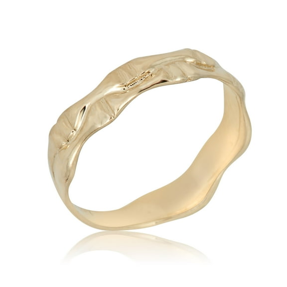 AVORA 10K Yellow Gold Bamboo Textured  Ring, Size 3  - Size 3