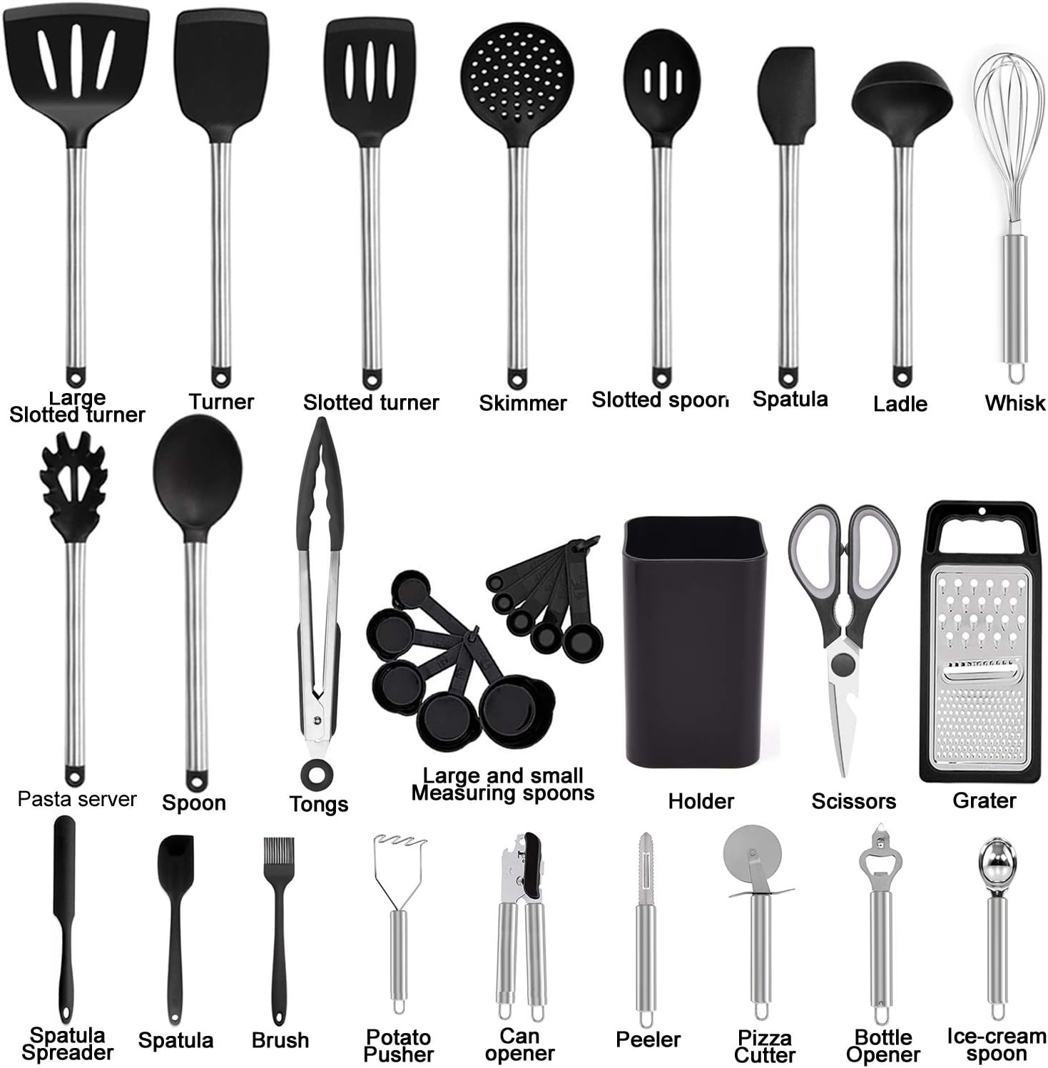 oannao 33-Piece Silicone and Stainless Steel Cooking Utensil Set photo 3