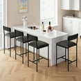 thumbnail image 2 of Juego de 4 Taburetes de Barra Rústicos - Taburetes Altos de 94 cm con Asiento, Respaldo y Reposapiés en Piel Sintética - Patas de Metal, Fácil Montaje - Negro, 2 of 16