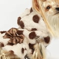 thumbnail image 4 of Fitwarm Fluffy Faux Fur Polka Dot Dog Dresses with Bowknot Doggie Dot Dress Button Girl Dog Coats Pet Jackets Cat Winter Clothes Hoodie Sweatshirt Brown Medium, 4 of 7