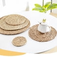 thumbnail image 4 of 1Pc Round Woven Placemats,13.78" Handmade Woven Table Mats, Heat Resistant Wicker Dining Place Mats, Boho Style Woven Table Placemats, Non-Slip Place Mats, Reusable Woven Placemats for Home Dining, 4 of 4