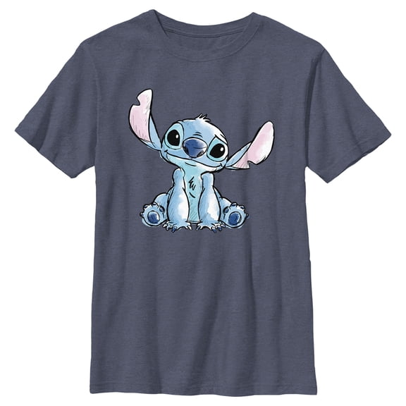 Boy's Lilo & Stitch Sketch Stitch Graphic Tee Navy Blue Heather Small