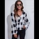 thumbnail image 4 of Top de Larga para Mujer, Jersey Fino, Cuello en V, Abullonada, Babydoll, Ligero, de Poliéster Cuadrícula Grande L, 4 of 10