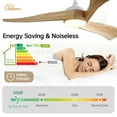 thumbnail image 6 of Sofucor 52 Inch Ceiling Fan with Light and Remote, Modern 3 Solid Wood Blades Ceiling Fan, 6 Speeds 5500CFM, Dimmable 3-Color LED with Memory, Timer & Quiet & Reversible DC Motor, ETL, Nature Wood, 6 of 12