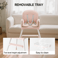 thumbnail image 3 of Babyomi 3-in-1 foldable Baby high chair, convertible highchairs for babies and toddlers with Adjustable Legs & Dishwasher Safe Tray, for6 months to 5 years old， Pink, 3 of 7