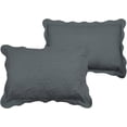 thumbnail image 1 of 2-Piece Embroidered Cotton Quilted Bed Pillow Shams Rustic Solid Color Soft Decorative Pillow Cases Set (Grey,20"x28"), 1 of 1
