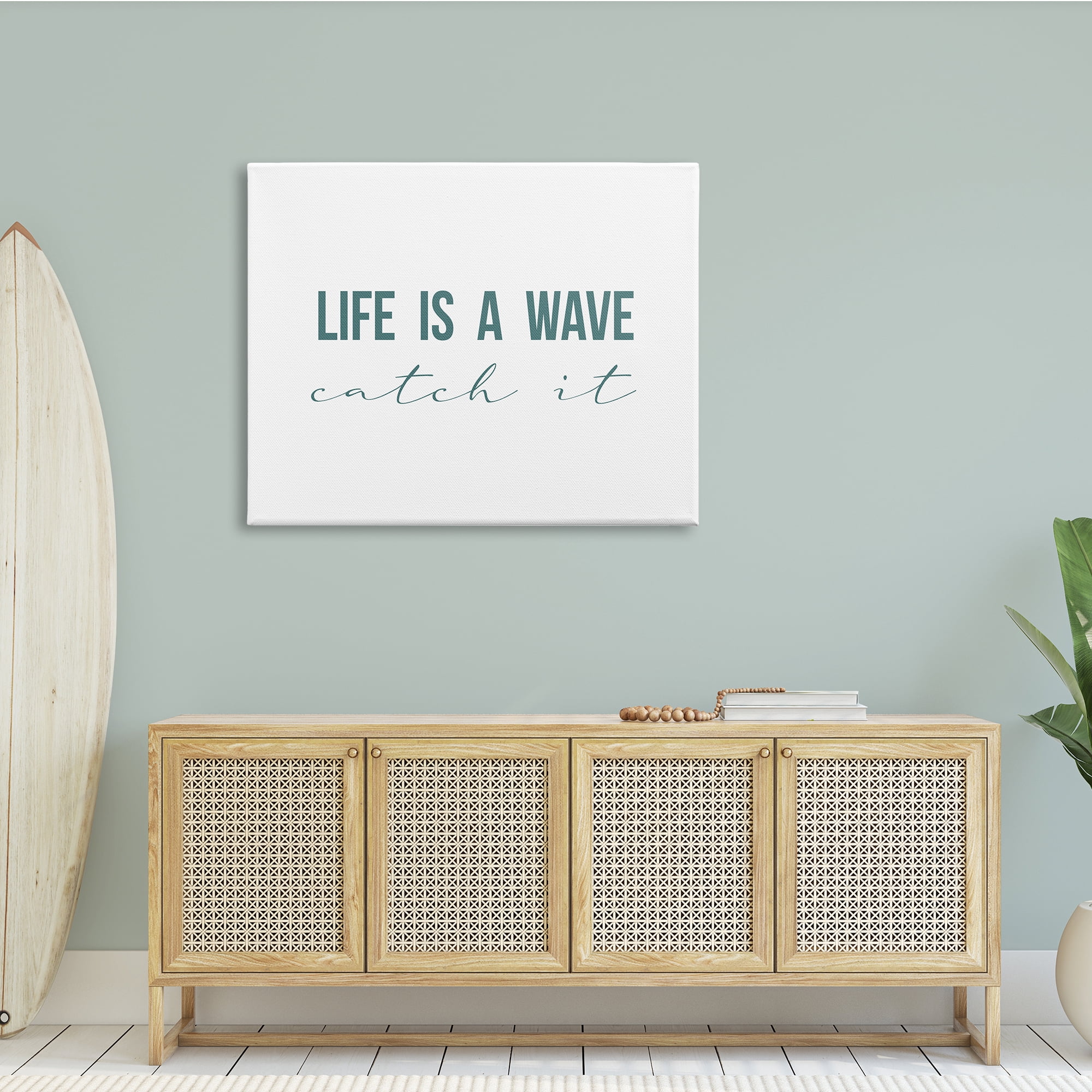 Stupell Indtries Life's A Wave Catch It Phrase Nautical Typography,48 x 36,Design by Birch&Ink