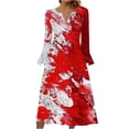 thumbnail image 2 of WFJCJPAF 2025 New Halloween Halloween Dresses for Women Plus Size for Summer,Women's Fashion Printed Casual Long Sleeve V-Neck Dress - Red L, 2 of 5