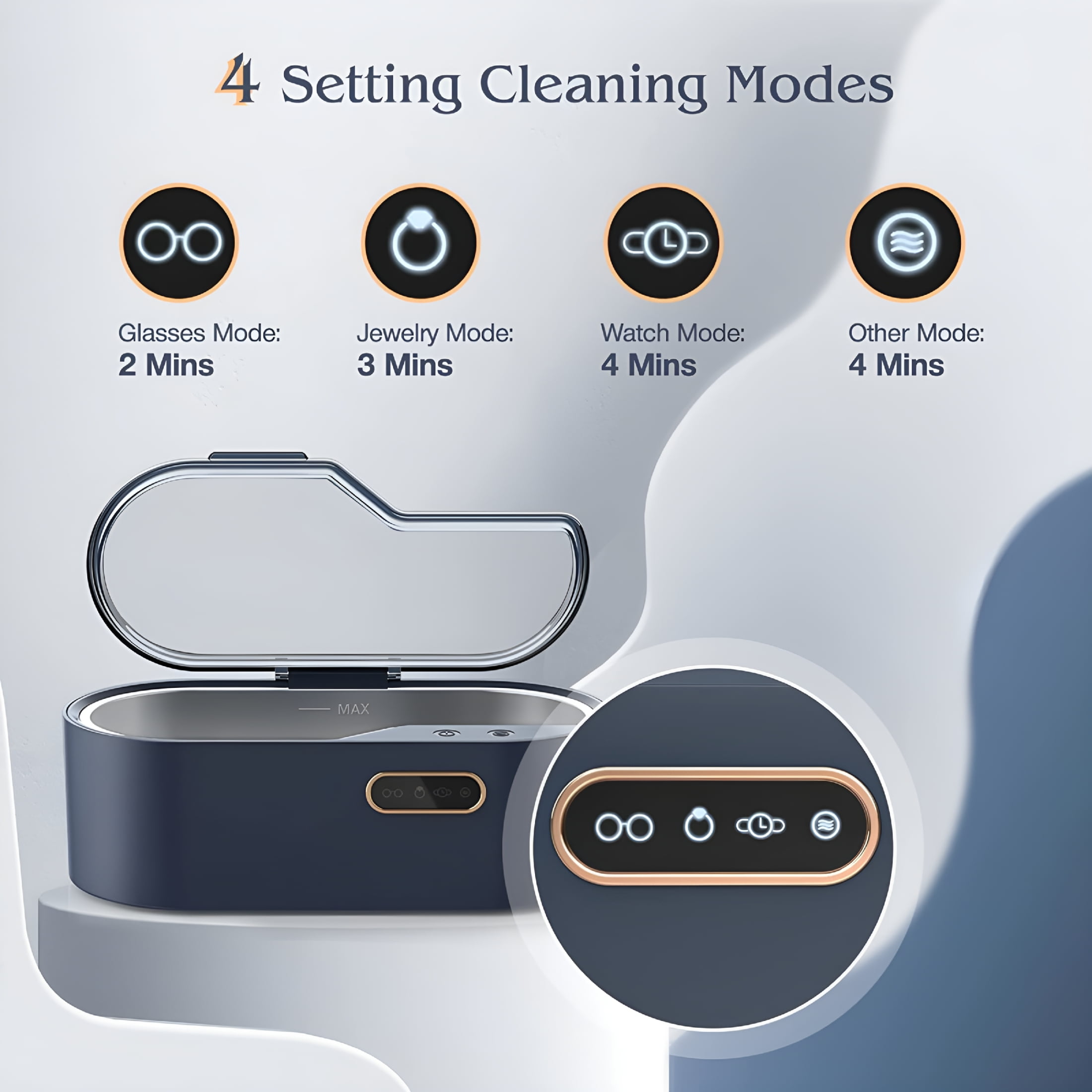 HIBIBUD 2026 New Ultrasonic Jewelry Cleaner Machine, 15Oz 45Khz Ultrasonic Cleaner with 4 Time Settings for Jewelry, Glasses, Watches, Rings