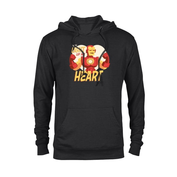 Marvel Iron Man Light Up My Heart Valentine’s Day Romantic - Pullover Hoodie for Adults - Customized-Black
