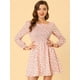 thumbnail image 2 of Vestido floral Allegra K de Manga Larga con Cuello Cuadrado Y fruncido Rosa XS, 2 of 6