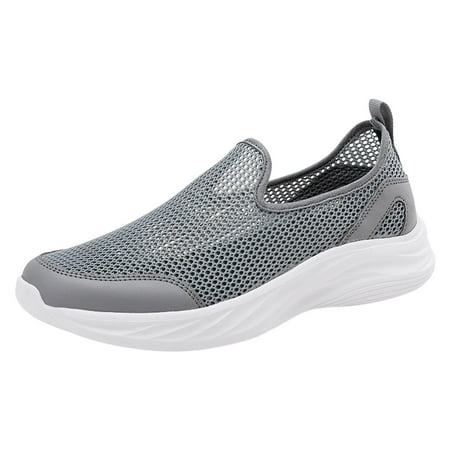 Huesdet Mens Sneakers Slip-On Walking Running Sports Shoes Lightweight Training Shoes(Dark Gray 9)