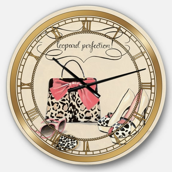Designart 'Glam fashion handbags II' Glam wall clock